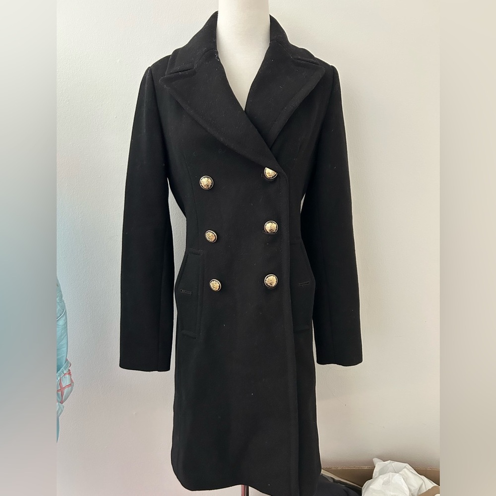 Vince Camuto Black Coat with Double Gold Buttons